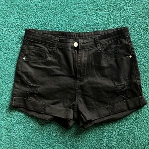Women’s Black Distressed Shorts